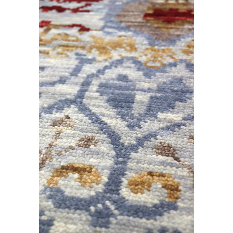 Wool Ikat Area Rug in Blue/Gold/Ivory, Rectangle 8'10" x 11'8"