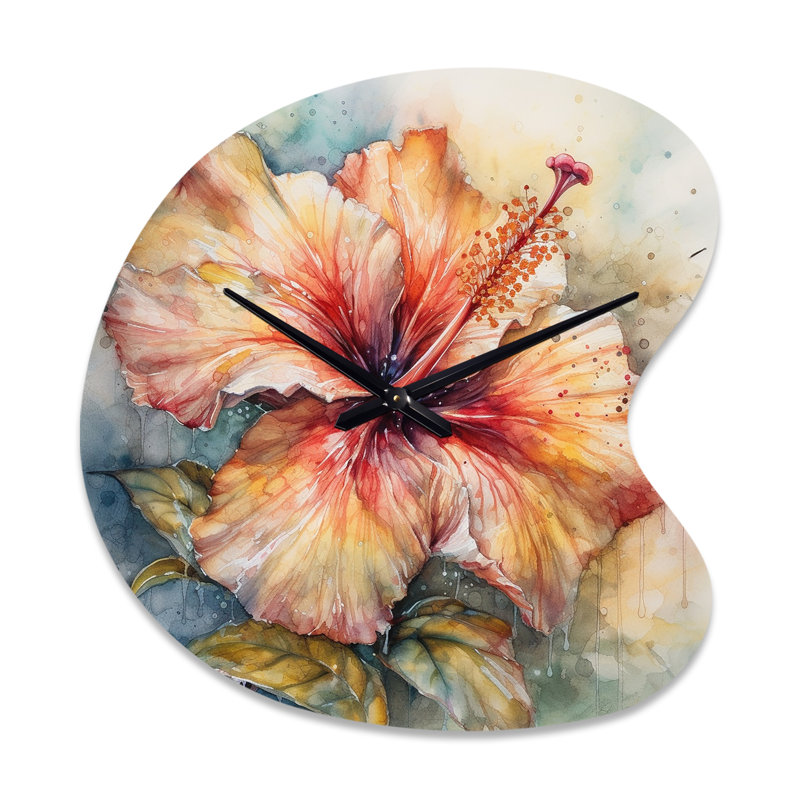 Horloge murale asymétrique orange orange Hibiscus Euphoria II - Hibiscus, Grand