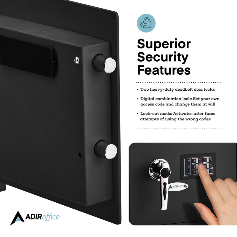 AdirOffice Black 1.1 Cu. Ft. Steel Digital Depository Safe with Keypad