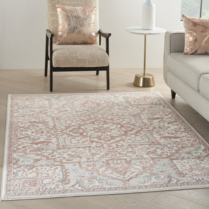 Tapis ivoire traditionnel Rheba, Rectangle 5 pi 3 po x 7 pi 3 po