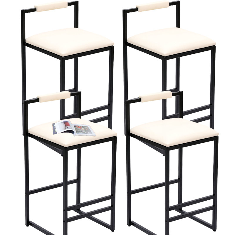 Counter Barstools Low Back Metal Island Stools (Set of 4), White