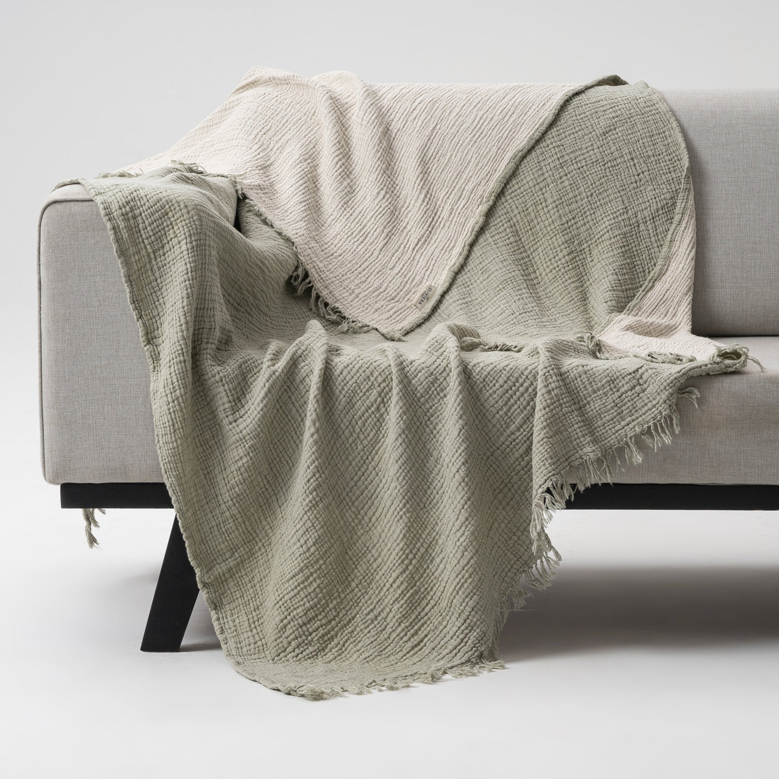 Cotton Gauze Throw Blanket, Sage Green