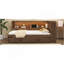 Lit de jour en bois pleine grandeur avec tablettes de rangement, USB, DEL et lit gigogne, couleur bois antique