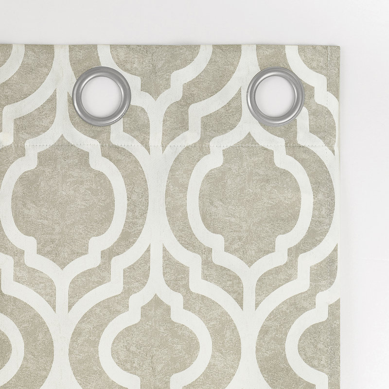 Taupe Trellis Print Blackout Grommet Curtain Panel, 40" x 84"