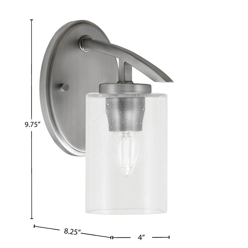 Kurve Wall Sconce With 4" Bubble Glass, Clear, Nickel