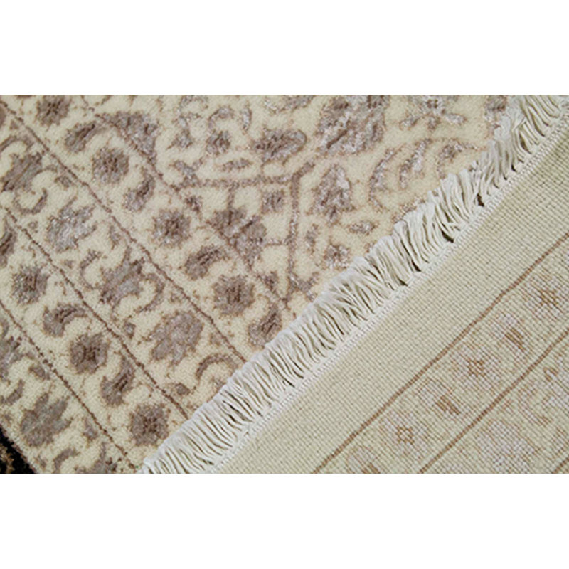 Tapis crème et noir noué à la main de haute qualité