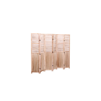 82.8'' W X 65'' H Natural Solid Wood 6 Folding Room Screen For Interior Use Screen, 6, Finish With Hinges