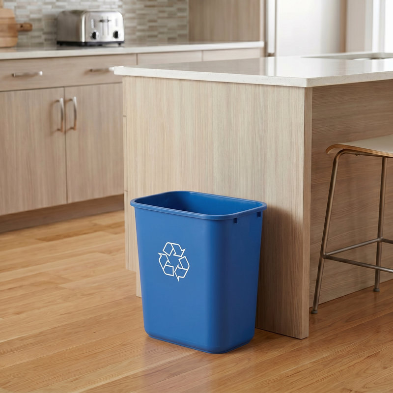 Corbeille de recyclage rectangulaire 7 gallons | Ensemble de 4, Bleu