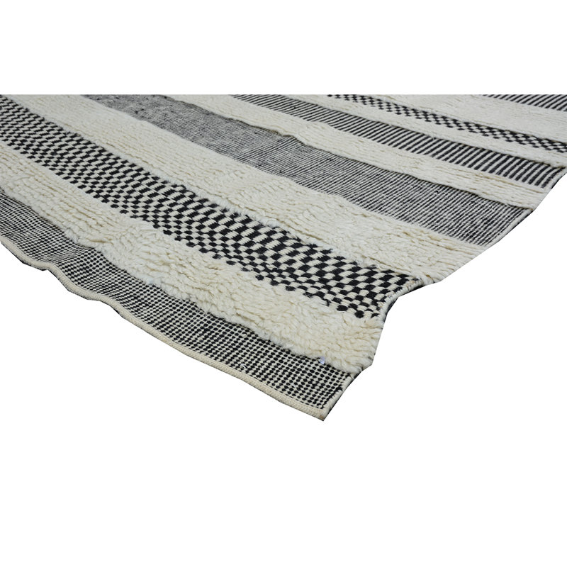 Hand Woven Wool Striped Area Rug, Rectangle 8' x 10'