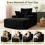 Chaise longue rembourrée en velours côtelé 67 po, canapé-lit à assise profonde avec accoudoirs et coussins, boîte à roulettes compressée sous vide-349881626