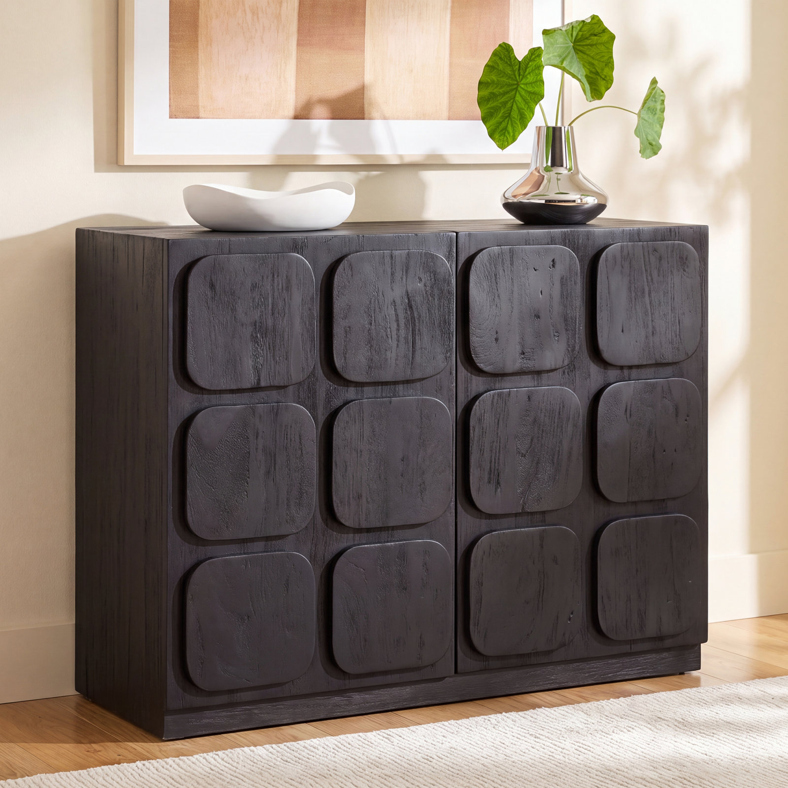 Eastwood Solid Wood Storage Cabinet, Black, 30" H x 36.5" W X 18" D