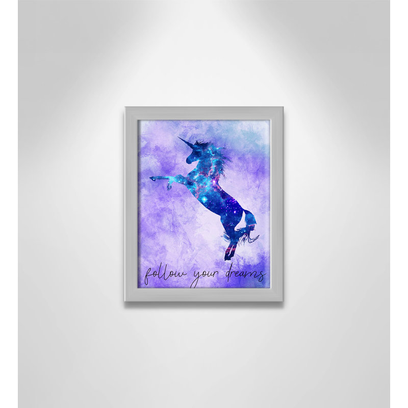 « follow your rêves licorne », art encadré, H 11 po x l 9 po x P 1,19 po, Encadré de boîte argent