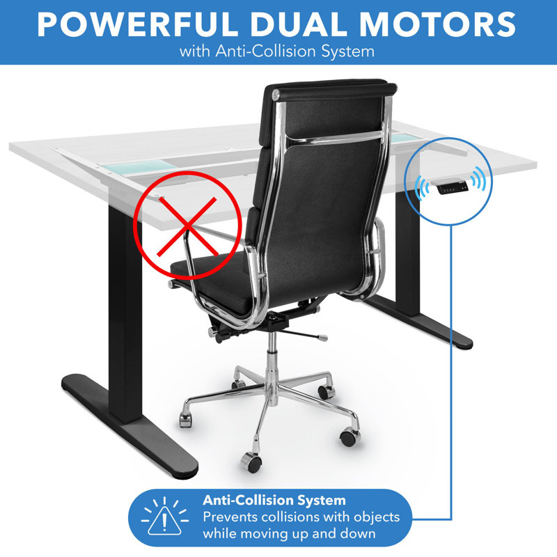 Mount-It Dual Motor Electric Standing Desk with 48 in. Tabletop, White, Black