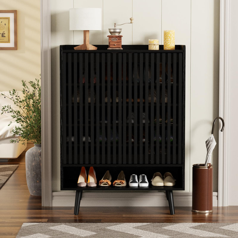 6-Tier Entryway Shoe Storage Cabinet With Adjustable Shelves, Black