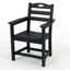 Ensemble repas d'extérieur 3 pièces Black Hdpe avec table carrée et 2 fauteuils