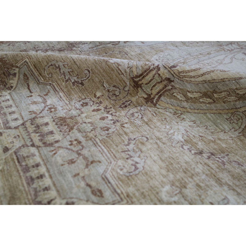 Tapis brun et beige de haute qualité noué à la main Ziegler