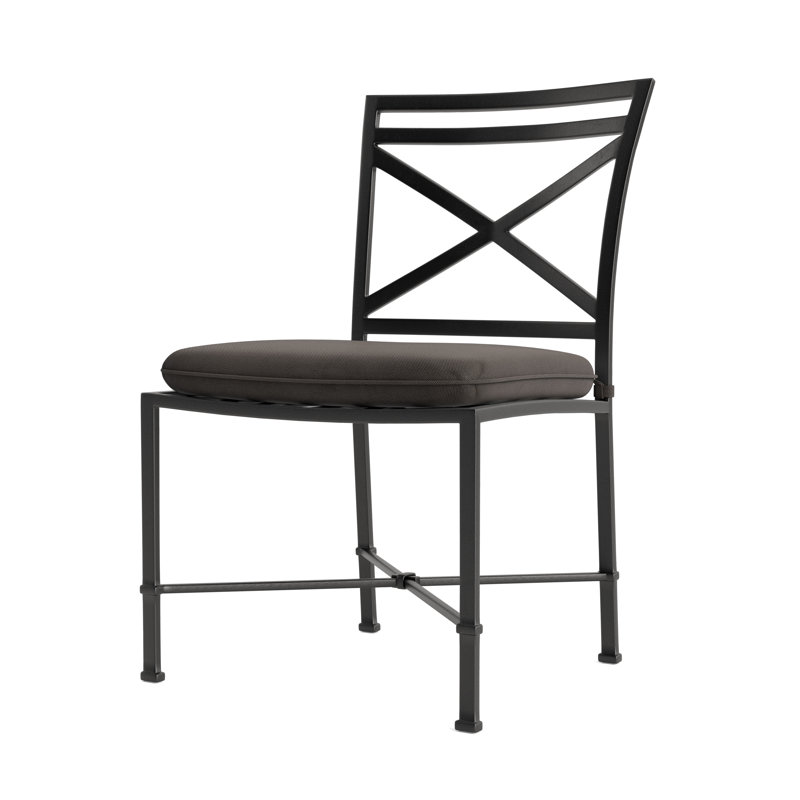 Venetian Outdoor Dining Side Chair, Brown, Fusion Charcoal, Textured Pewter