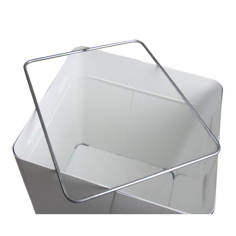 Steel Swing Top Trash Can, White, 28
