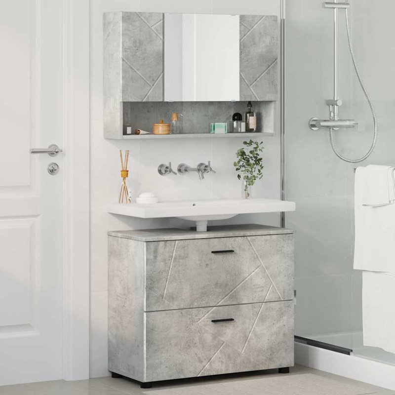 Bathroom Storage Furniture Set, Concrete Grey