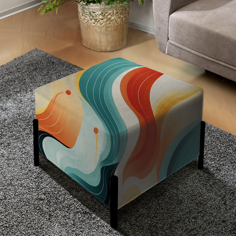 Retro Waves Lines - Repose-pieds carré Mid-Century