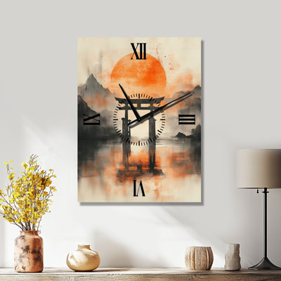 Torii au carrefour sacré - Horloge murale Japandi