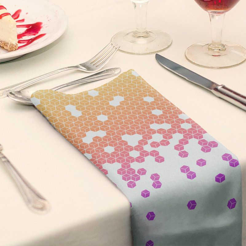 Serviette en coton à motif cube culbuté, Dégradé coucher de soleil, H 0,1 po x l 10 po x P 10 po, Sergé de polyester