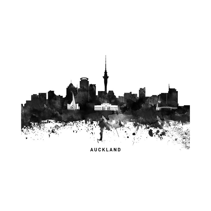 Auckland Skyline Black & White by WallDecorAddict - Wrapped Canvas Print, 101.6 cm H x 66.04 cm W x 1.91 cm D