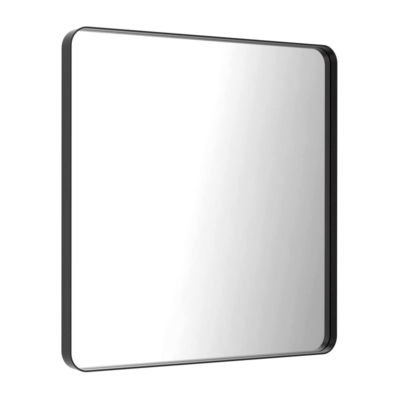 Raven Series Black Metal Framed Mirror, 36" x 36"