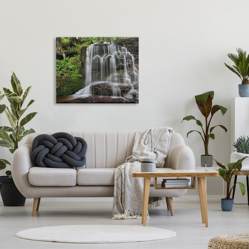 Au-805-Toile, cascade de forêt, ruisseau naturel sur toile par Patrick Zephyr, photographie, H 30 po x l 40 po x P 1,5 po
