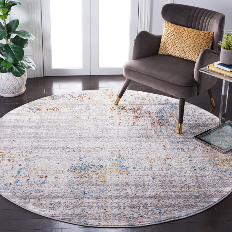 Tapis gris / gris clair Minyard 239, Rond 6 pi 7 po