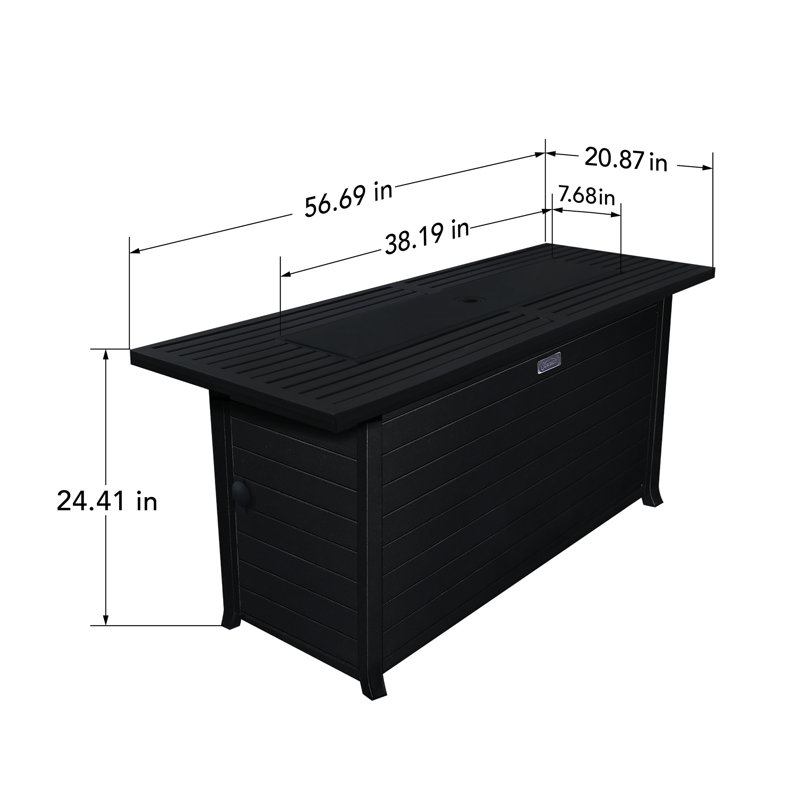 Sunbeam Elite Linear Aluminum Fire Pit Table Propane/Natural Gas 