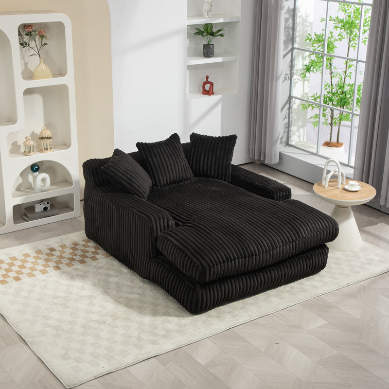 Upholstered Chaise Lounge, Black