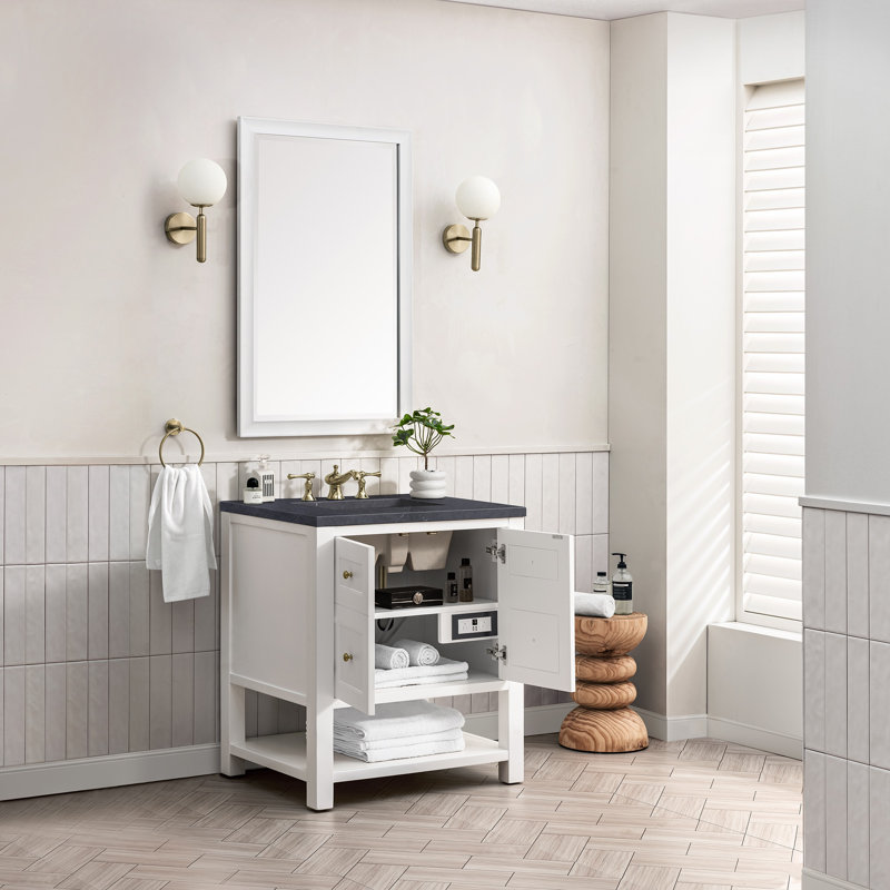 Breckenridge 30'' W Single Vanity, Charcoal Soapstone, Bright White, 8" Widespread