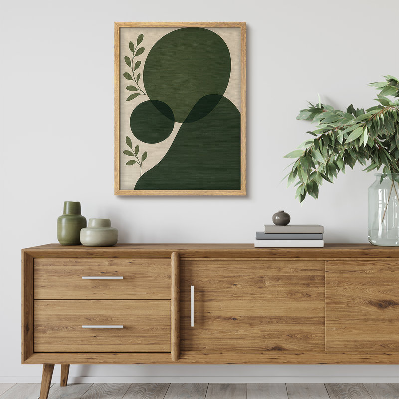 Reproduction d'art encadrée abstraite pour décoration intérieure moderne - 11 po x 14 po, H 14 po x l 11 po, Naturel