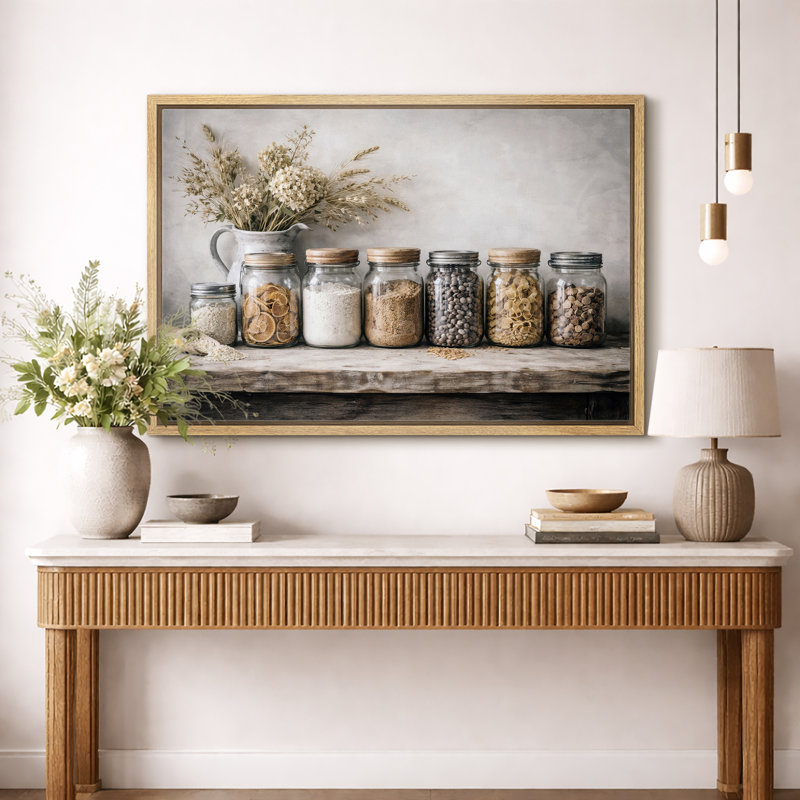 «Rustic Kitchen Artwork», reproduction de giclée sur toile rétro, Cadre naturel, H 24 po x l 36 po x P 1,5 po
