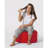 Stylish Garden Pouffe, 21.7 in Diameter, 11.8 in Height | 100% Polyester, Waterproof, Red Color | 200 lbs Capacity, Original Bead Styrofoam Filling, Hidden Zipper System | Perfect for Modern Outdoor & Indoor Spaces-2120909809
