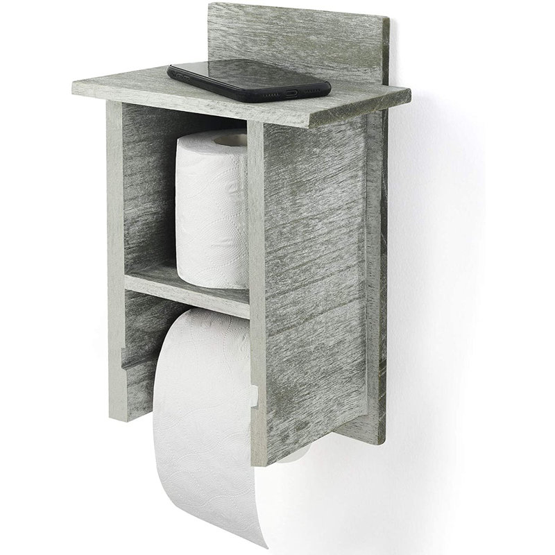 Porte-papier hygiénique mural en bois, Vert olive