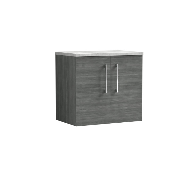 Arno 610mm Wall Mounted Standard Vanity Base, Anthracite Woodgrain