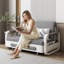 Double Sofa Bed in Grey with Integrated Storage, Space Saving Settee for Guest Rooms Fast Dispatch From UK Warehouse – Dispatched Within 2 Days-1230238701