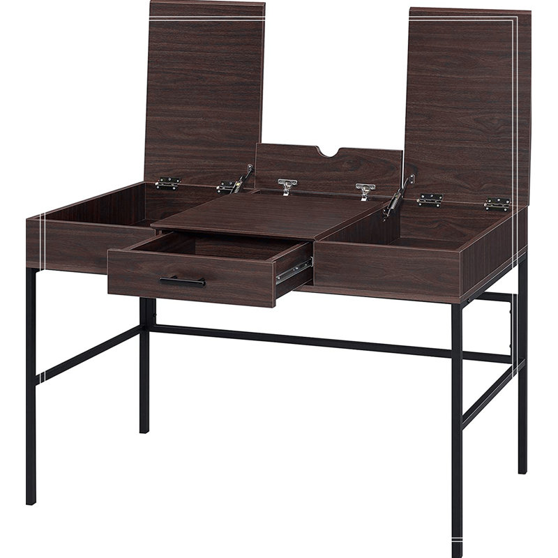 Bureau d'écriture USB avec tiroir de rangement et compartiments - KD, base en métal