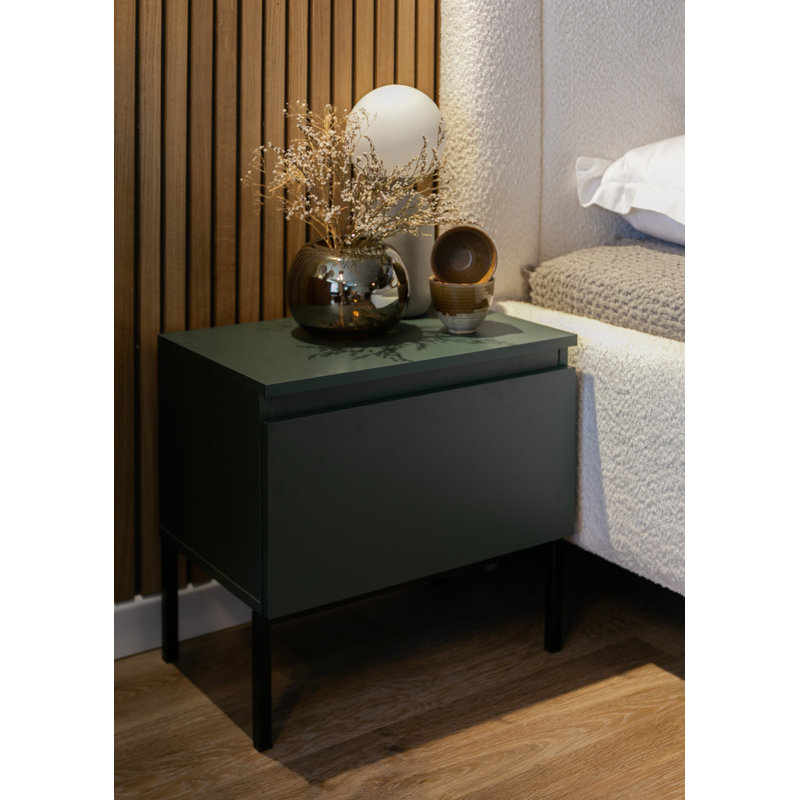 Auburntown 49cm W Manufactured Wood Bedside Table, Dark Green 