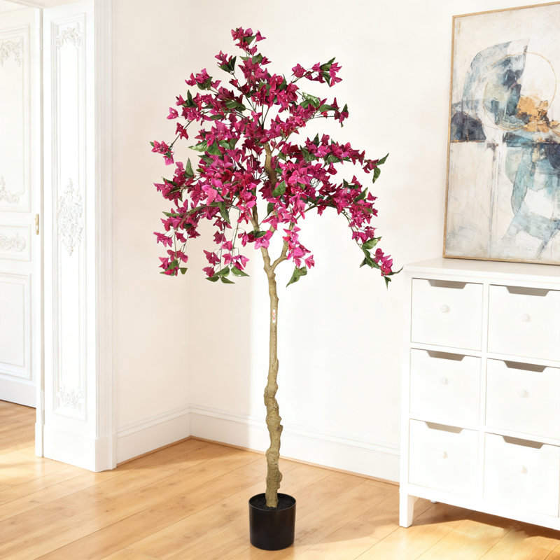 Bougainvillée artificiel 6 pi avec pot en plastique 6 pi
