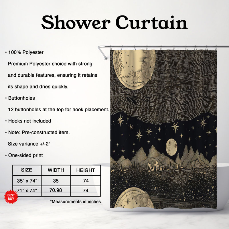 Yerres Abstract Shower Curtain, 74"H x 71"W