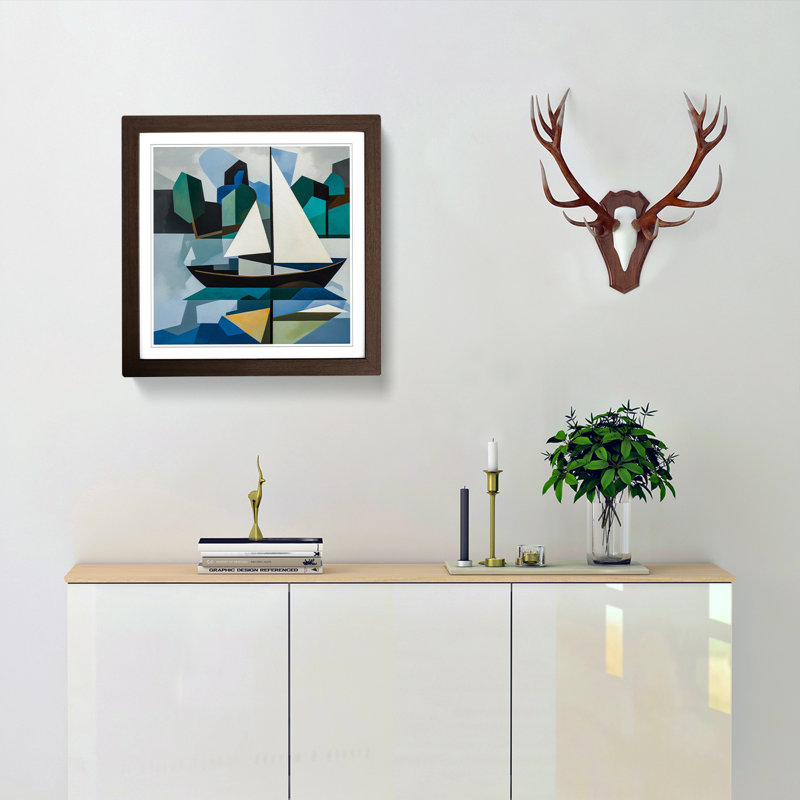 Boat on a Lake Suprematism - Framed Print, Walnut
