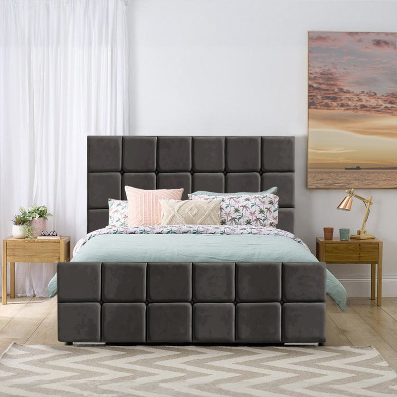 Alurd Upholstered Bed, Single (3'), Asphalt