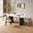 71" Modern Oval Dining Table, Glossy Sintered Stone White Table top,Solid Wood Double Legs for 4-6-2000919325