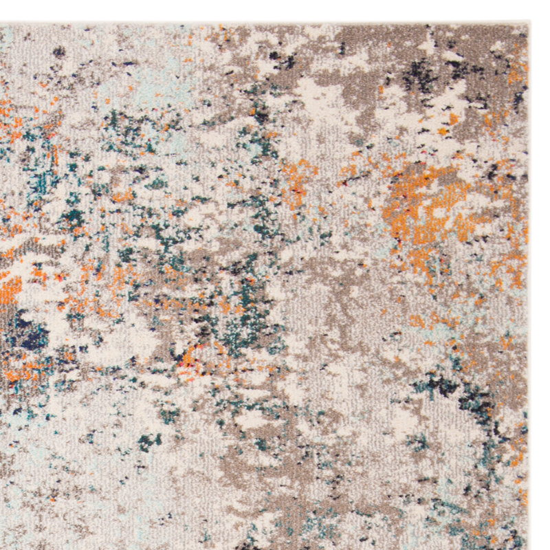 Felty Abstract Gray/Beige Area Rug, Rectangle 9' x 12'
