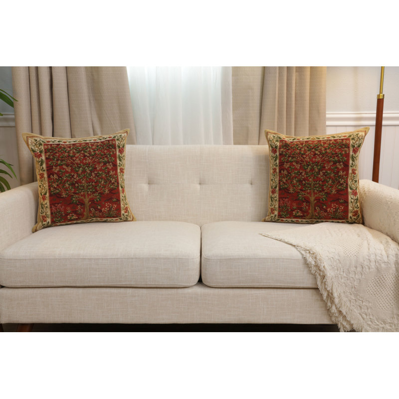 Tree of Life Red I Cushion Covers
