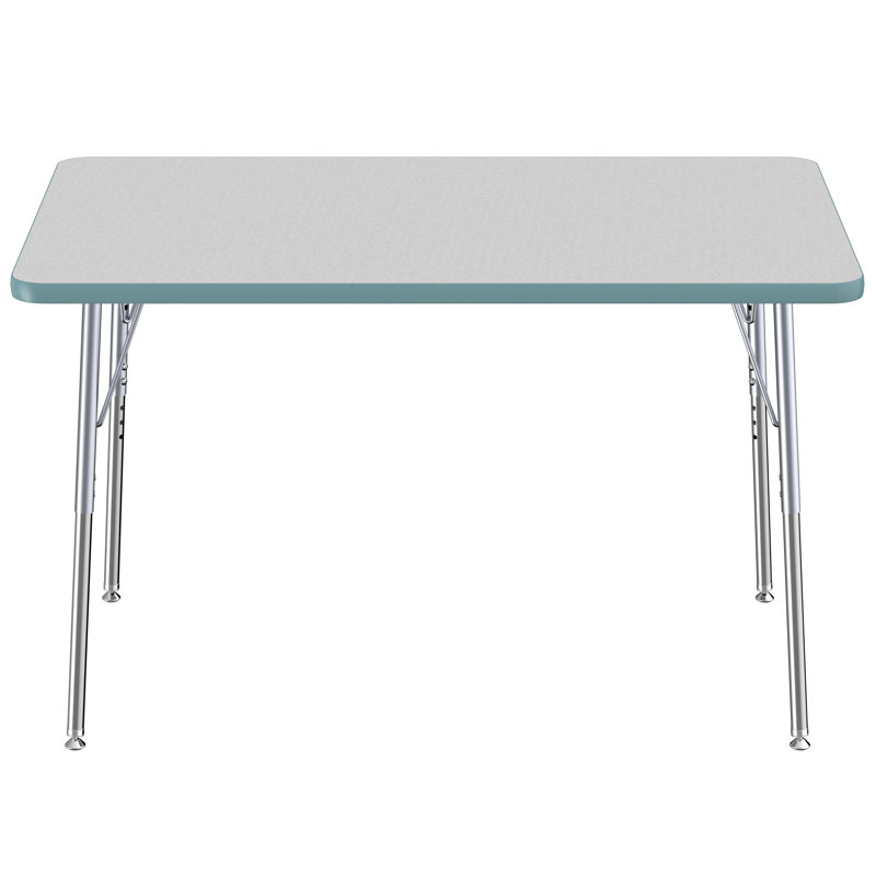 Rectangle Contour Activity Table with Adjustable Legs, Gray/Seafoam/Silver, Standard Swivel Glide, 30" x 48"