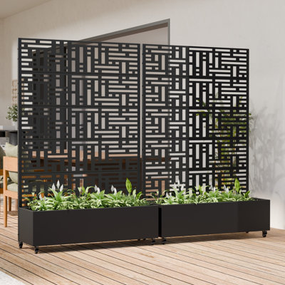 Lit de jardin surélevé en métal avec treillis et panneau de jardin pour terrasse 72 pi H 72 po x l 47 po x P 16 po